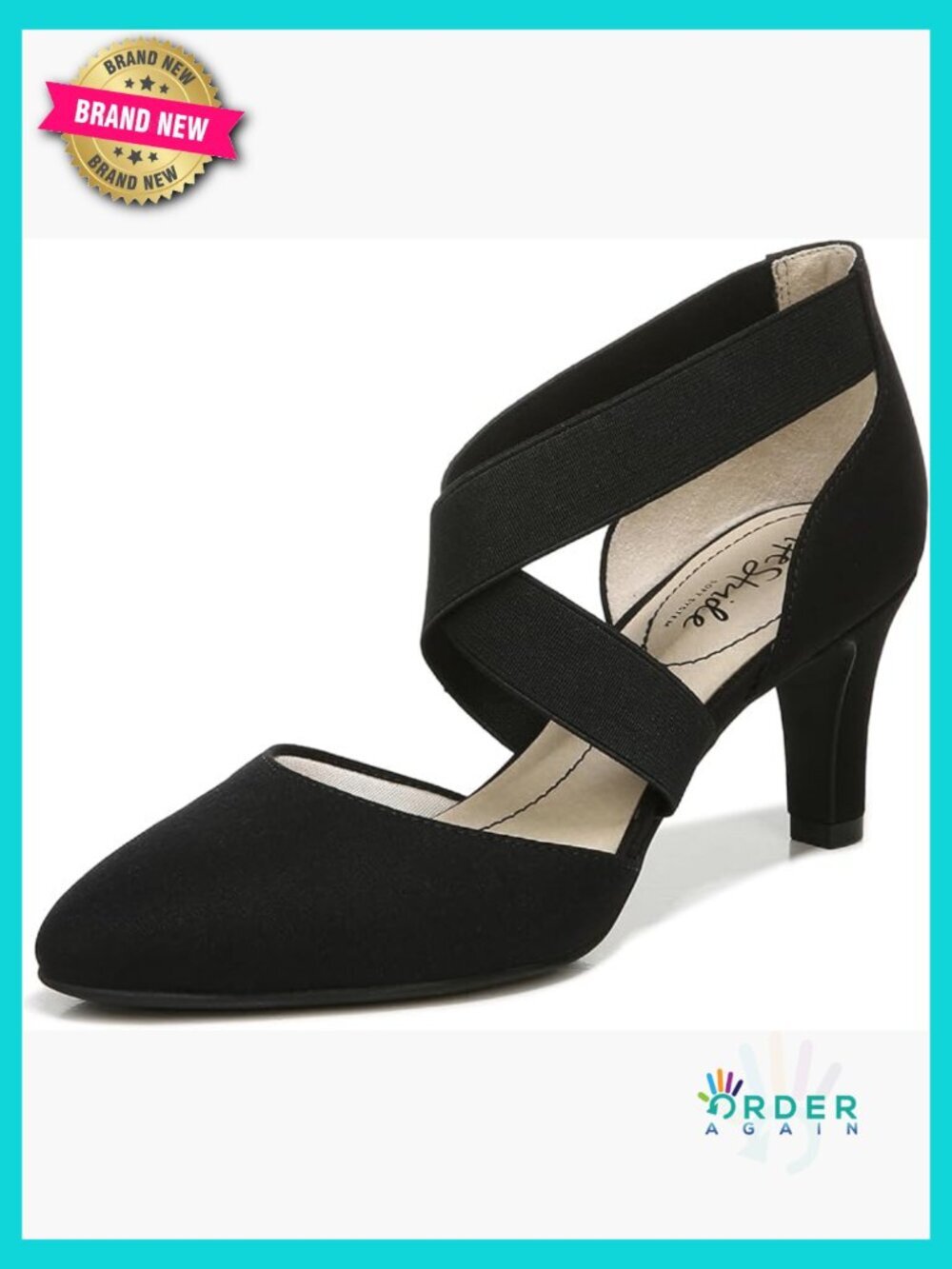 Women's Pumps Almond Toe Stretch Gore Straps Comfort Heel 2.75 Inch Traction